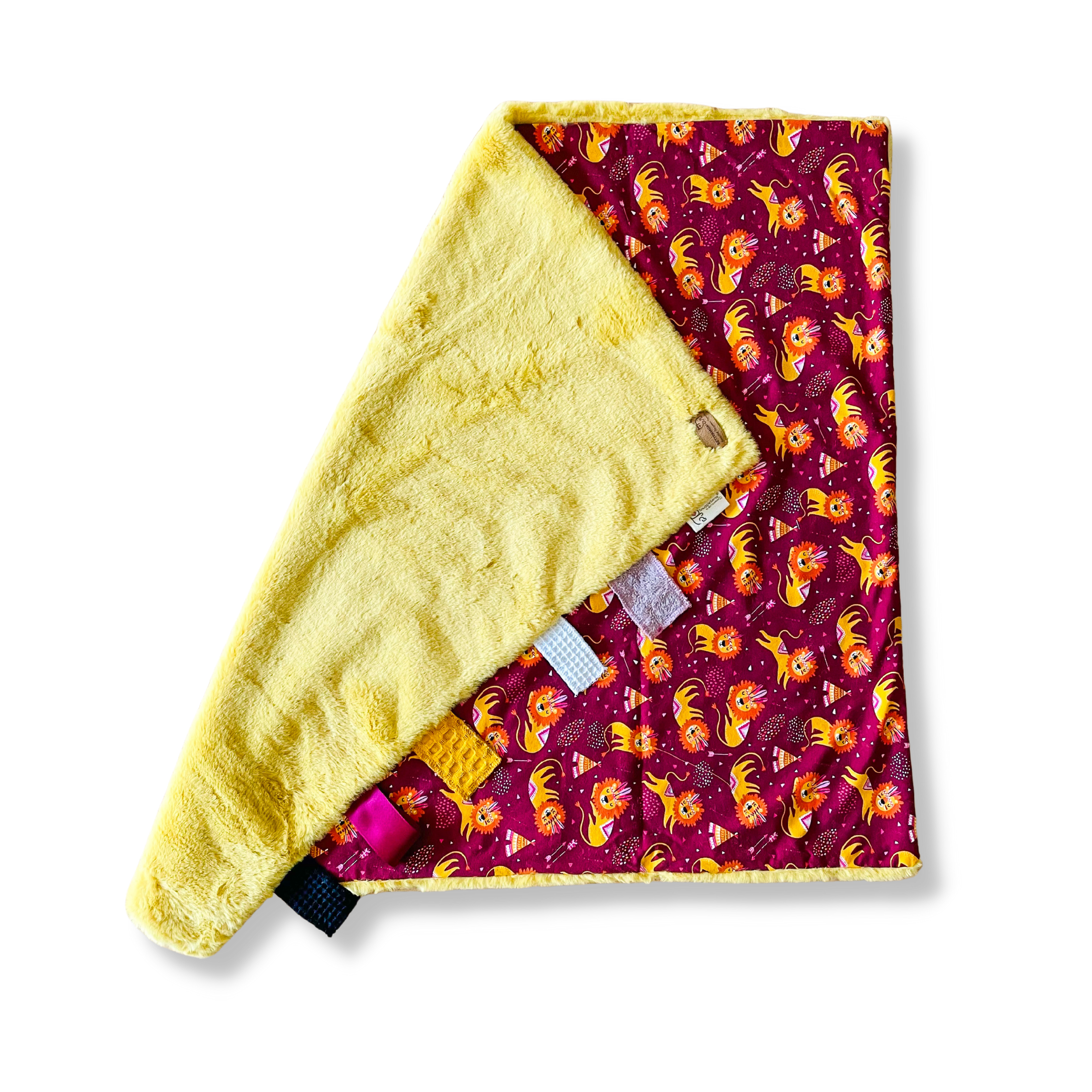 Yellow Lion Plush Sensory Blanket