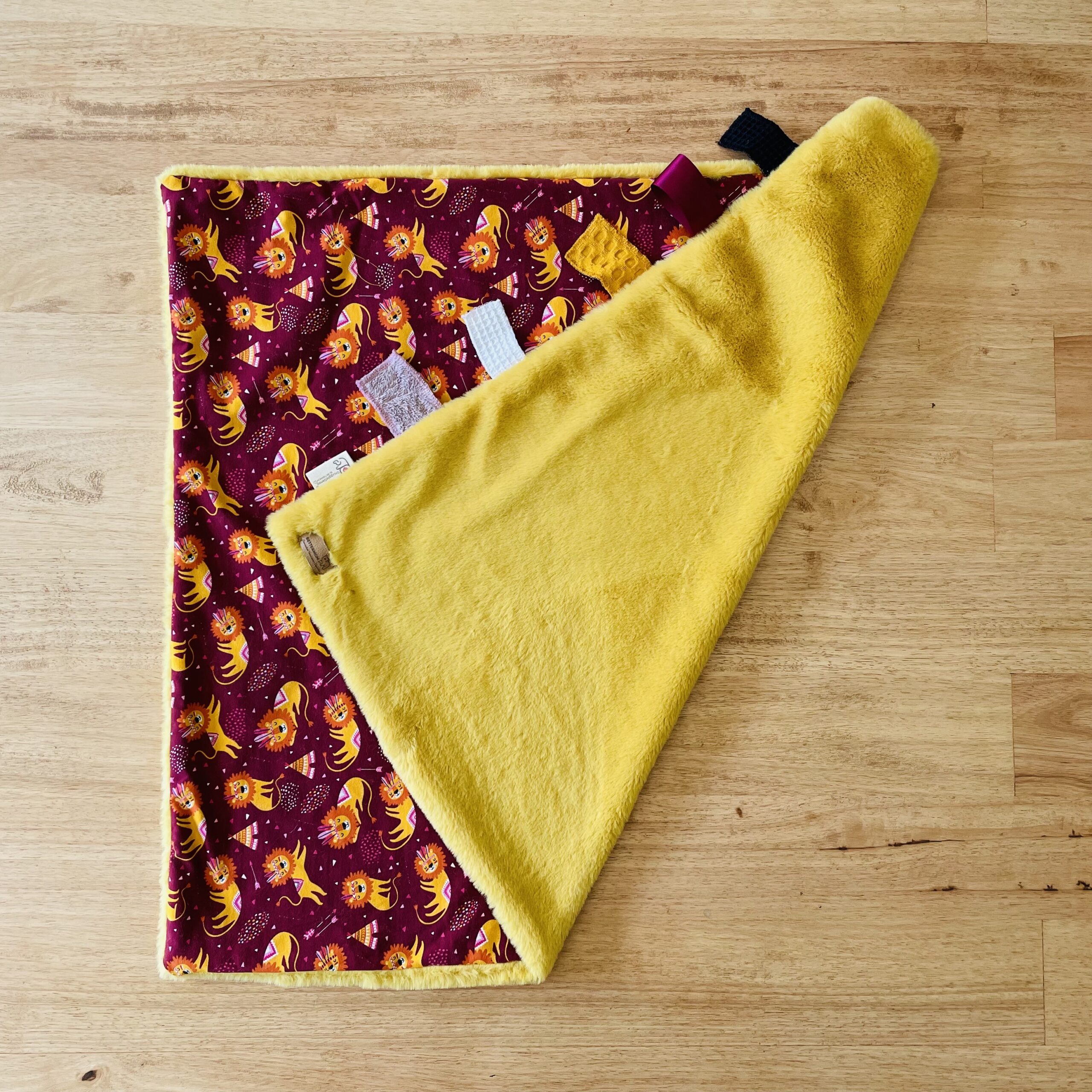 Yellow Lion Plush Sensory Blanket - Image 4