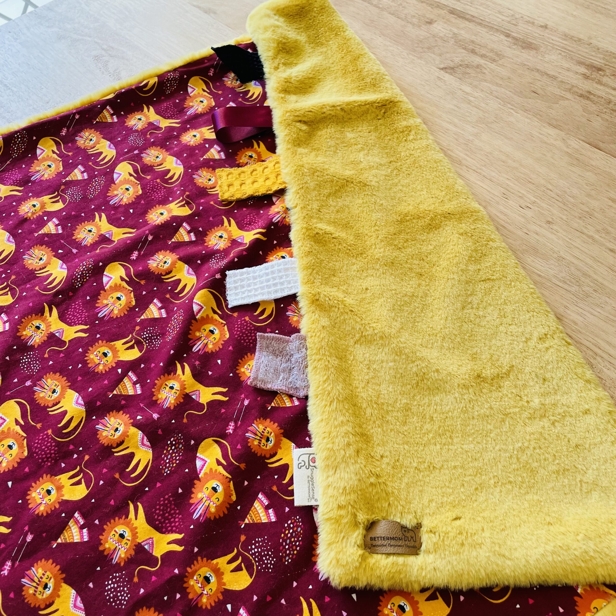 Yellow Lion Plush Sensory Blanket - Image 5